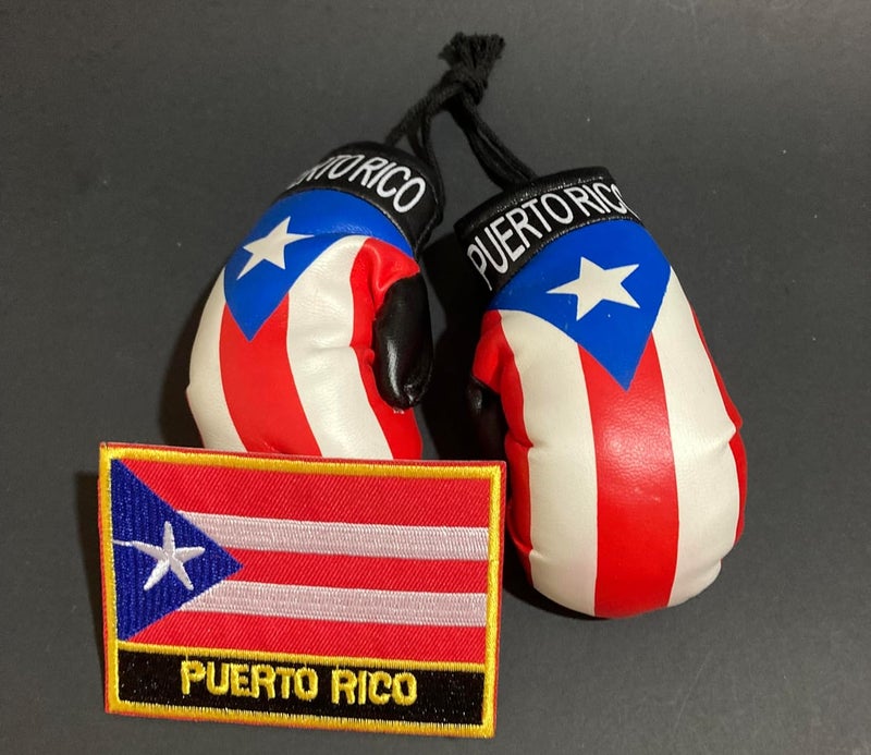 PRK 14 Puerto Rico Flag Boxing Gloves Set for car Accessories Hanging Rearview Mirror Boricua Puerto Rican PR - Image 1